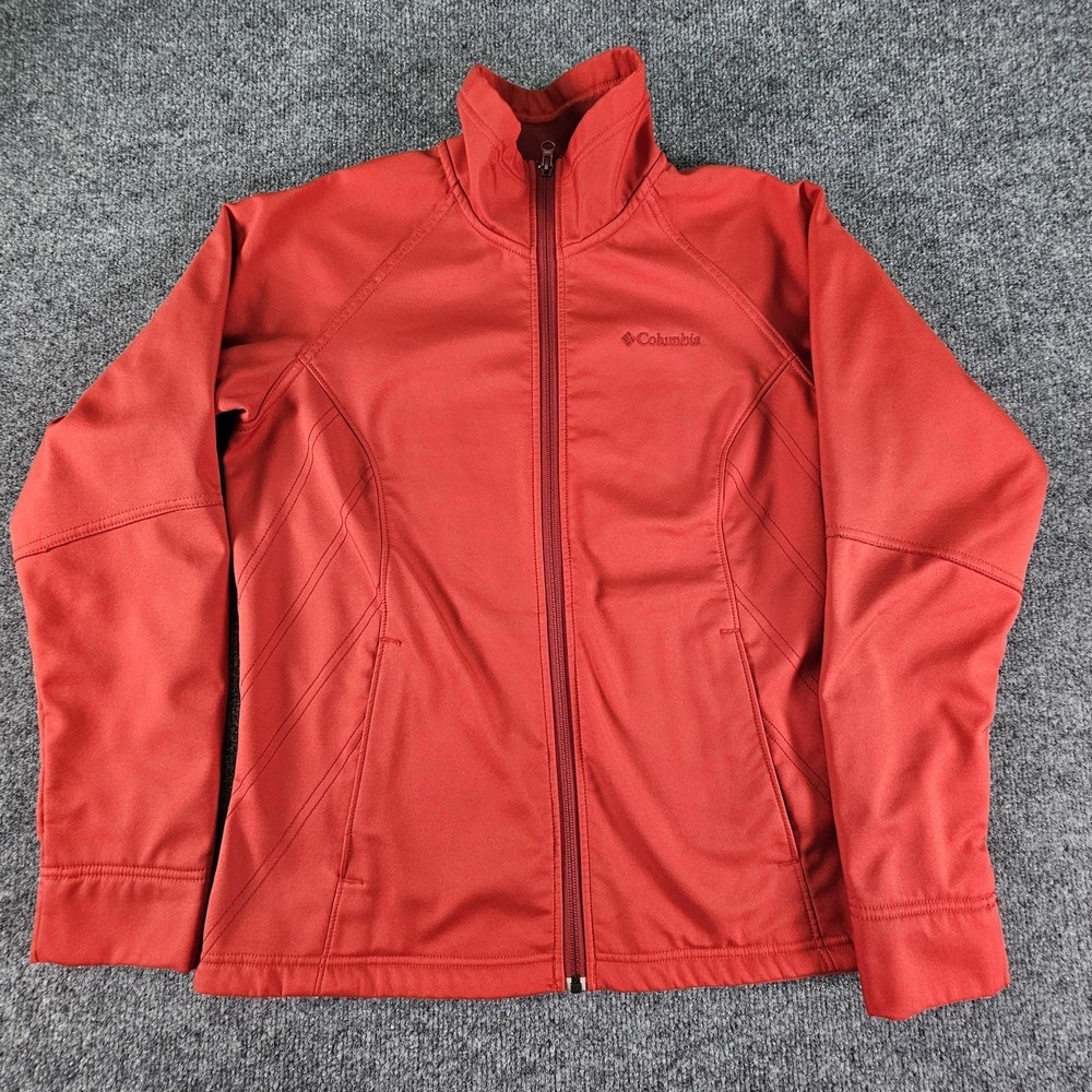 Columbia Jacket Womens Medium Red Softshell Fleece Lined Full Zip Hiking‎ XL6262